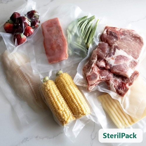 Bolsa gofrada de vacio con alimentos